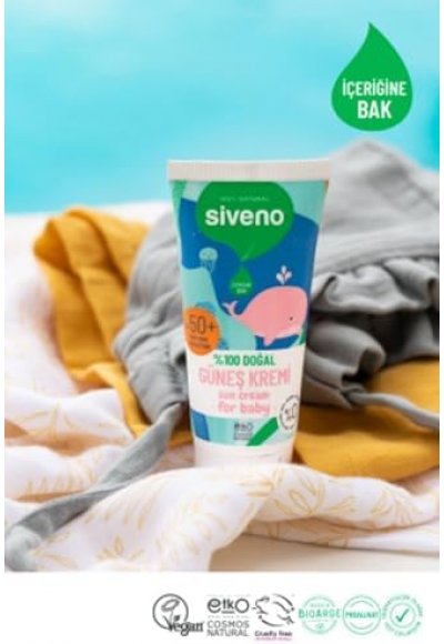 %100 Doğal Bebek Güneş Kremi Leke Karşıtı Antioksidan Nemlendirici Bitkisel Vegan UVA UVB SPF50+ 50 ml