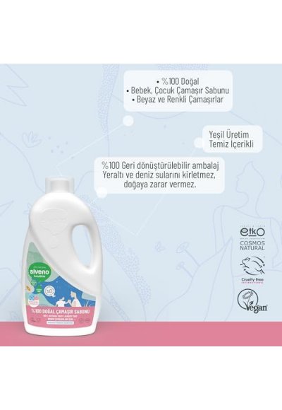 %100 Doğal Bebek Çamaşır Sabunu Kendinden Yumuşatıcılı Bitkisel Deterjan Vegan 1000 ml