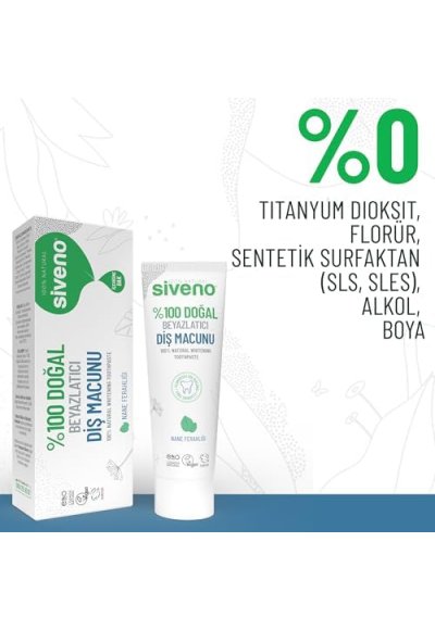 %100 Doğal Diş Macunu Beyazlatıcı Nane Ferahlığı Florürsüz 65 Gr
