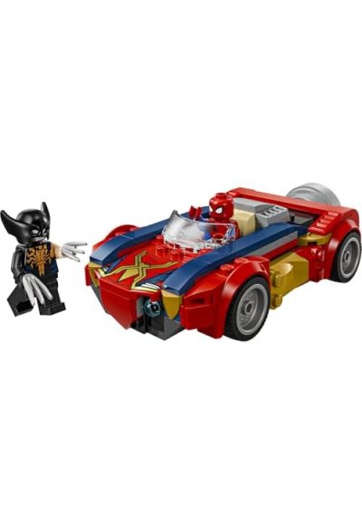 Örümcek Adam Arabası, Venomlaşmış Wolverine’e Karşı 76336-7 Yaş ve Üzeri Çocuklar için 2 Minifigürü İçeren Yaratıcı Oyuncak Yapım Seti, Rol Yapma Oyuncağı, Hediye Fikri (134 Parça)