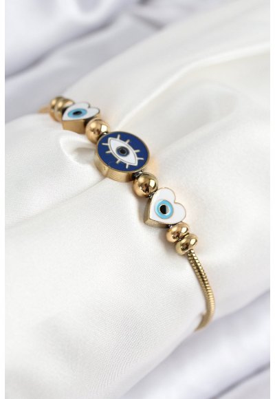 316L Çelik Göz Charm Model Gold Renk Kadın Bileklik