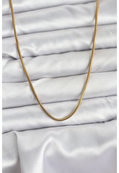 316L Çelik Zincir Gold Renk 60 cm Yılan Zincir Kadın Kolye