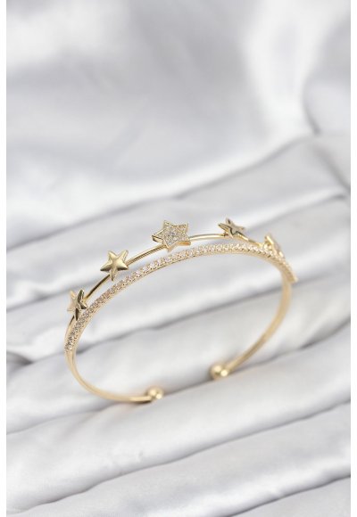 Yıldız Model Gold Renk Pirinç Kadın Bileklik