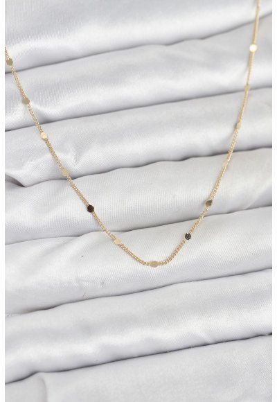 CM 14K Gold Renk Ezme Pul Model 60 cm Kadın Kolye