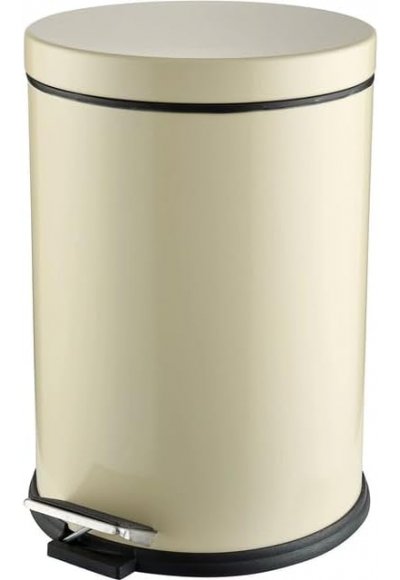 Premium Serisi 12 Litre Hacimli Paslanmaz Banyo-Mutfak Pedallı Çöp Kovası Krem, 12l