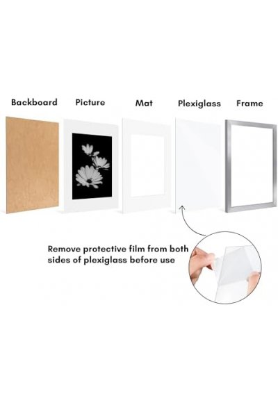 Cilalı Pleksiglaslı 11x14 Resim Çerçevesi - 5'li Set - Mat ile 8x10 Çerçeve olarak veya 11x14 Matsız Çerçeve olarak kullanın - Galleria Koleksiyonu - Duvar Ekranı için Galeri Duvar