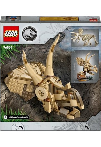 Jurassic World Dinozor Fosilleri: Triceratops Kafatası Modeli 76969; 9 Yaş Üzeri Çocuklar için Hareket Ettirilebilir Uzuvlar ve Sergileme Standına Sahip Dinozor Oyuncağı, Hediye Fikri (468 Parça)