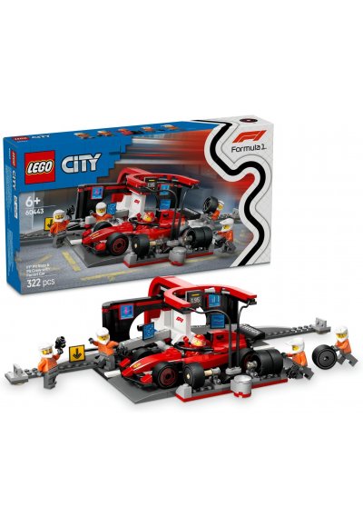 City Ferrari Arabalı F1 Pit Stop ve Pit Ekibi 60443-6 Yaş ve Üzeri Çocuklar için Yarış Arabası İçeren Yaratıcı Oyuncak Yapım Seti, Doğum Günü Hediyesi (322 Parça)