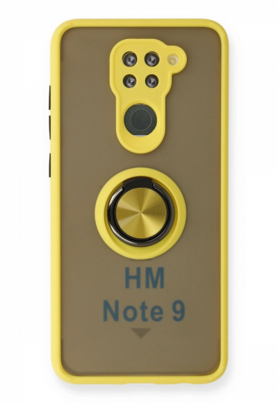 Xiaomi Redmi Note 9 Kılıf Montreal Yüzüklü Silikon Kapak - Sarı
