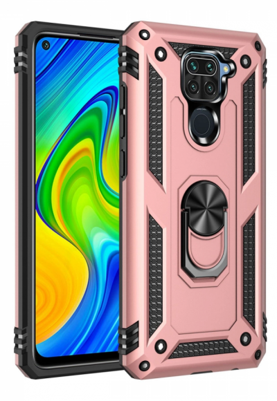 Xiaomi Redmi Note 9 Kılıf Sofya Yüzüklü Silikon Kapak - Rose