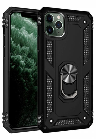 Apple İphone 11 Pro Max Kılıf Sofya Yüzüklü Silikon Kapak - Siyah