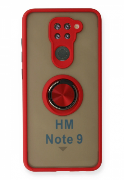 Xiaomi Redmi Note 9 Kılıf Montreal Yüzüklü Silikon Kapak - Kırmızı