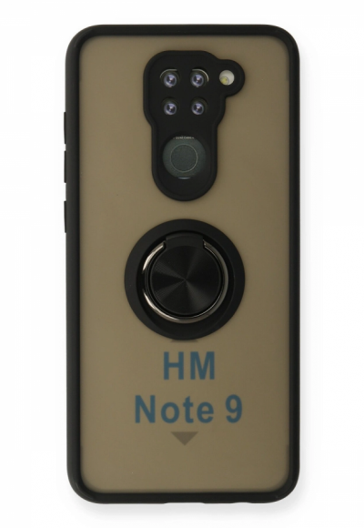 Xiaomi Redmi Note 9 Kılıf Montreal Yüzüklü Silikon Kapak - Siyah