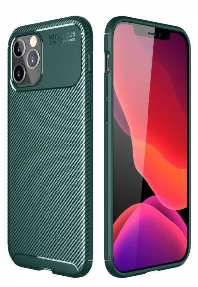 Apple İphone 11 Pro Max Kılıf Auto Focus Karbon Kapak - Yeşil