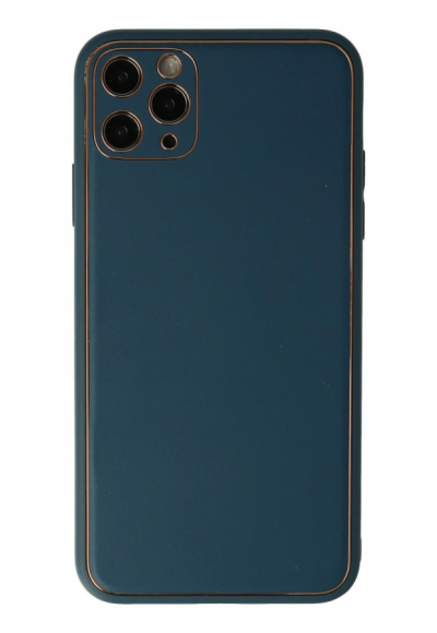 Apple İphone 11 Pro Max Kılıf Coco Deri Silikon Kapak - Mavi