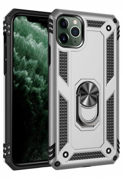 Apple İphone 11 Pro Kılıf Sofya Yüzüklü Silikon Kapak - Gümüş