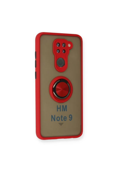 Xiaomi Redmi Note 9 Kılıf Montreal Yüzüklü Silikon Kapak - Kırmızı