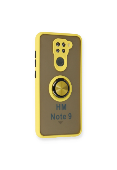 Xiaomi Redmi Note 9 Kılıf Montreal Yüzüklü Silikon Kapak - Sarı