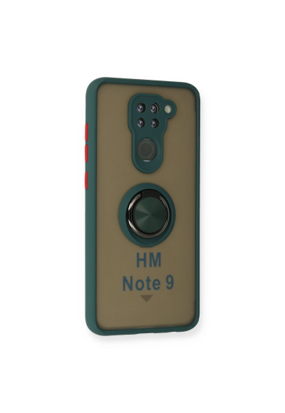 Xiaomi Redmi Note 9 Kılıf Montreal Yüzüklü Silikon Kapak - Yeşil