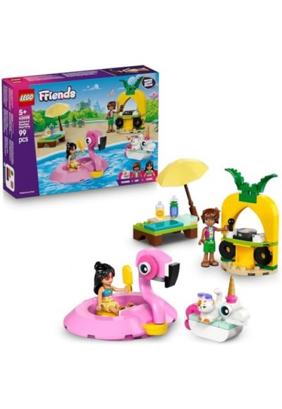 Tek Boynuzlu At ve Havuz Partisi 42658-5 Yaş ve Üzeri Kız ve Erkek Çocuklar için 2 Mini Bebek ve 1 Kedi Figürü İçeren Yaratıcı Oyuncak Yapım Seti, Hediye Fikri (99 Parça)
