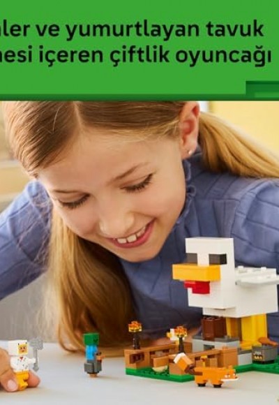 Tavuk Çiftliği 21585-7 Yaş ve Üzeri Çocuklar için Tavuk Sever Minifigürü, Yavru Zombi, Tilki, Soğuk Tavuk ve Civciv İçeren Yaratıcı Oyuncak Yapım Seti, Hediye Fikri (233 Parça)