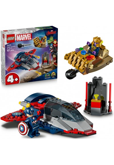 ǀ Kaptan Amerika, Thanos'a Karşı 76319 – 4 Yaş ve Üzeri Süper Kahraman ve Uzay Gemisi Hayranı Çocuklar için Eğlenceli Oyunlar Sunan Minifigürlü Yapım Seti, Harika Hediye Fikri (107 Parça)